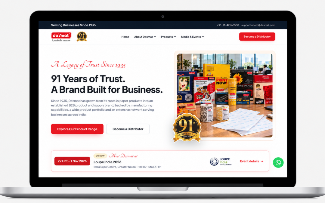 Desmat 91st Anniversary Homepage Mockup